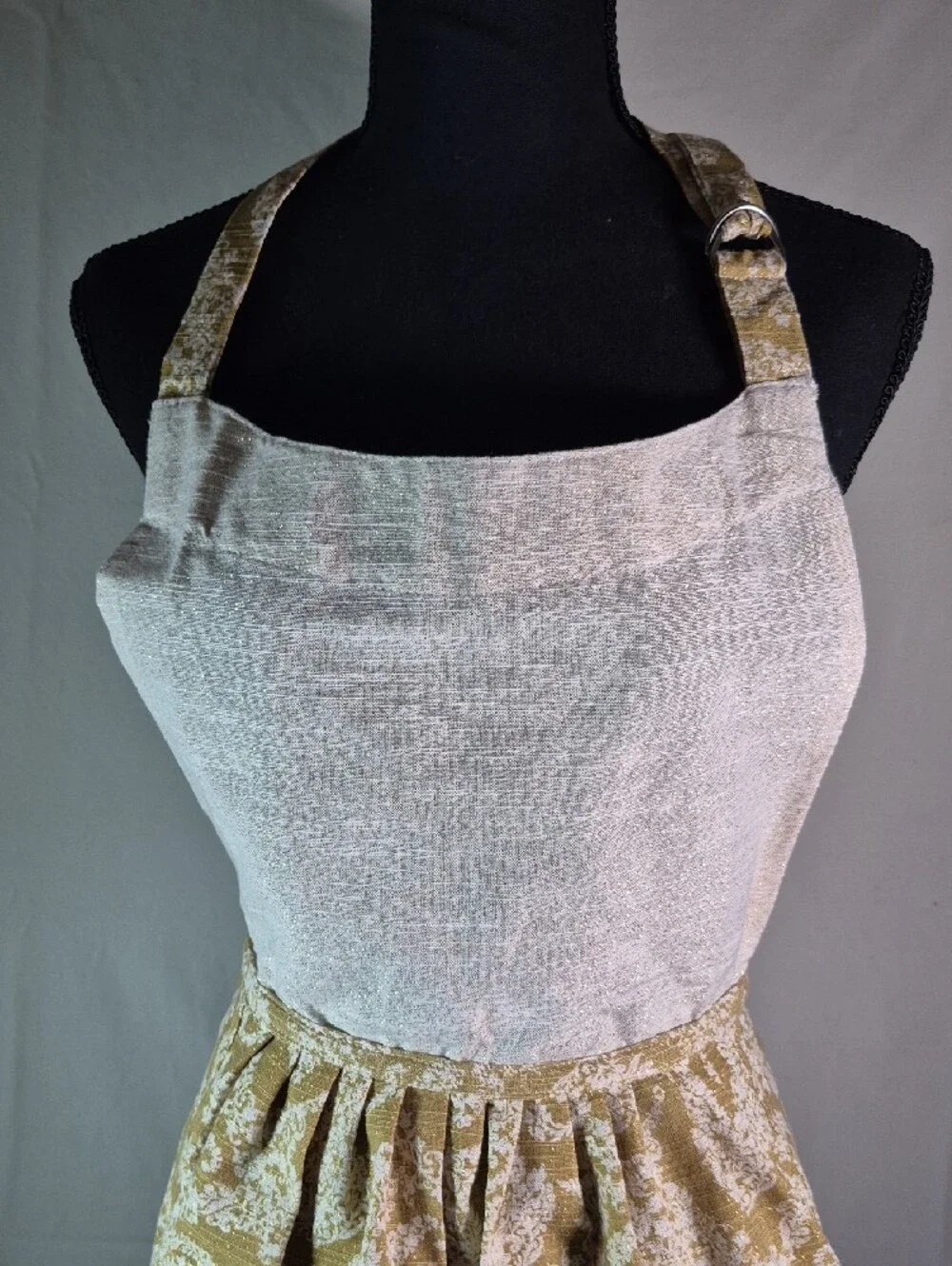Vintage Cream and Gold Paisley Half Apron